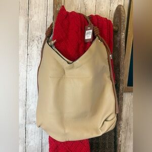 Montana West Hobo Bag Crossbody Shoulder Purse Handbag Tan/Br Vegan Leather NWT